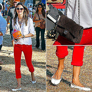 Alessandra Ambrosio Wearing Red Pants October 17, 2011