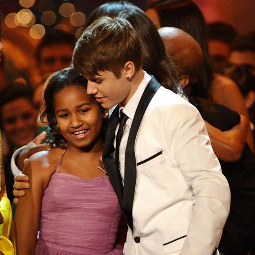 Justin Bieber and Sasha and Malia Obama