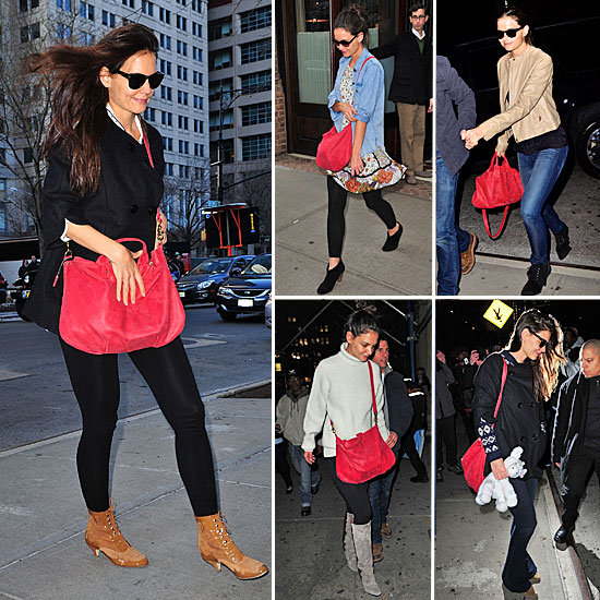 Katie Holmes Red Bag December 2011 Katie Holmes Red Bag December 2011