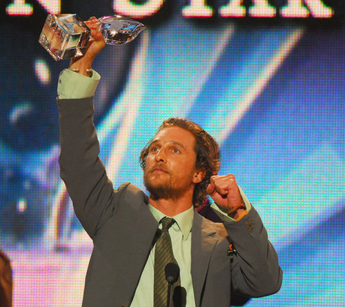 Matthew McConaughey got animated while accepting his favorite male action star award in 2006.
Matthew McConaughey got animated while accepting his favorite male action star award in 2006.