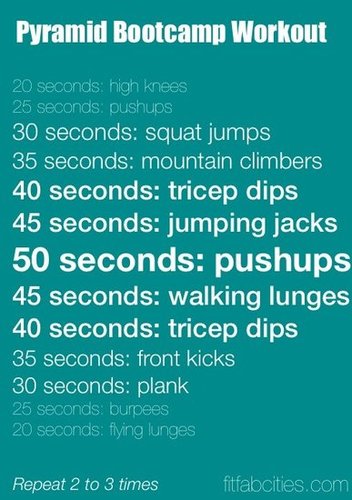 Printable Workout: Pyramid Bootcamp Workout...No Equipment Necessary