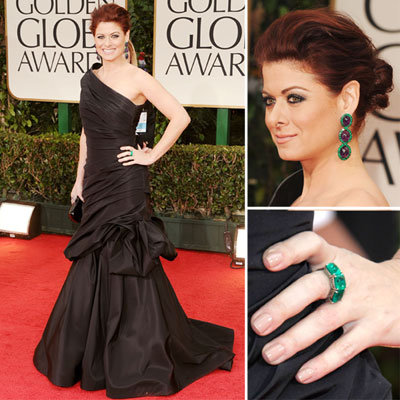 Debra Messing in Monique Lhuillier at Golden Globes 2012