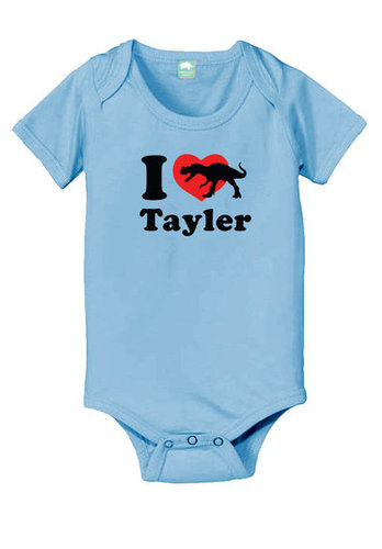Personalized Valentine's day dinosaur baby onesie