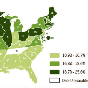 Binge Drinking Map of the United States