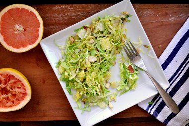 Shredded Brussels Sprout Salad With Cumin-Grapefruit Vinaigrette Shredded Brussels Sprout Salad With Cumin-Grapefruit Vinaigrette
