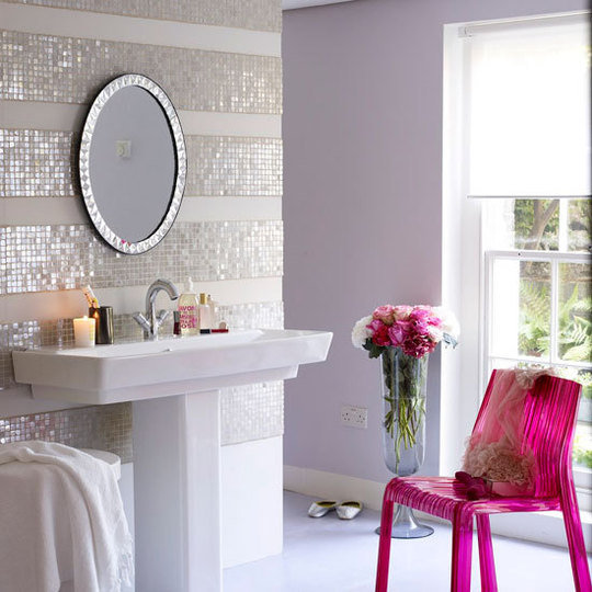 A side chair can add instant pink to a bathroom — and also can easily be removed if you feel the need for a change.
Source
A side chair can add instant pink to a bathroom — and also can easily be removed if you feel the need for a change.
Source