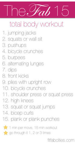 Printable Workout: The Fab 15 – Total Body Circuit Workout