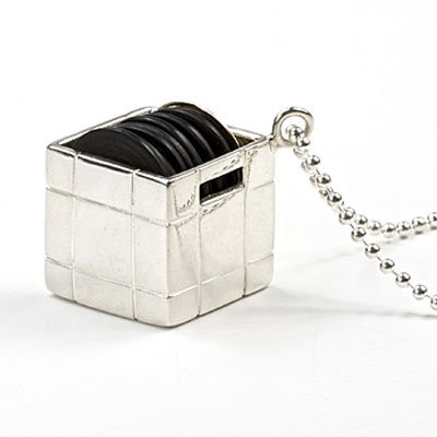 Sterling silver DJ crate with nine-carat gold vinyl on a 32-inch sterling silver chain ($462)
Sterling silver DJ crate with nine-carat gold vinyl on a 32-inch sterling silver chain ($462)