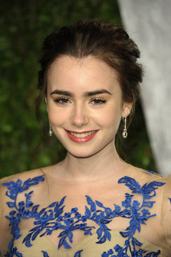 Lily Collins at the Vanity Fair Oscar party.
Lily Collins at the Vanity Fair Oscar party.