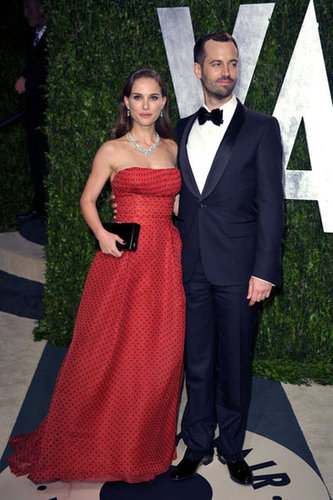 Benjamin Millepied and Natalie at Vanity Fair Oscar party.
Benjamin Millepied and Natalie at Vanity Fair Oscar party.