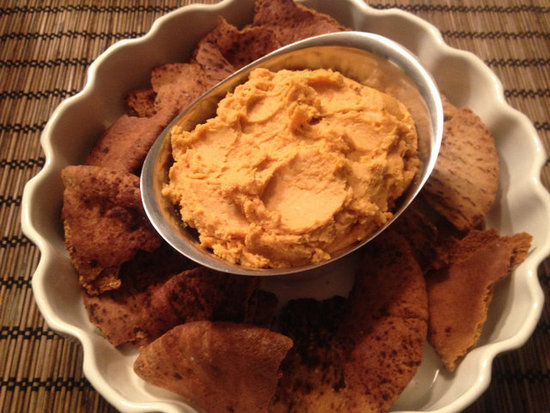 Maple Sweet Potato Hummus with Whole Grain Pita Chips Maple Sweet Potato Hummus with Whole Grain Pita Chips