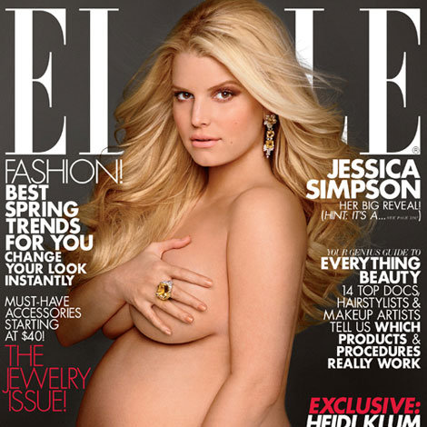 Pregnant Jessica Simpson Nude Pictures in Elle Magazine