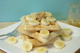 Peanut Butter Waffles with bananas and honey