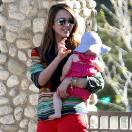 Jessica Alba in Red Pants With Honor and Haven