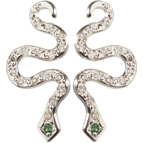 Ileana Makri Diamond Little Snake Earrings