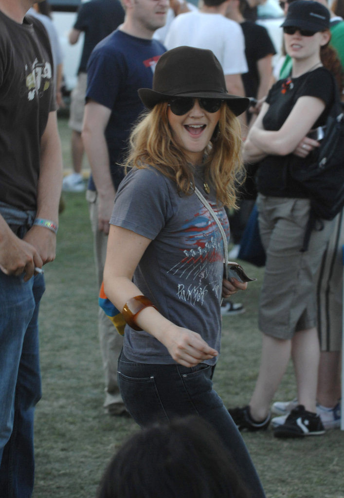 In 2007, Drew Barrymore danced among the Coachella crowd.
In 2007, Drew Barrymore danced among the Coachella crowd.