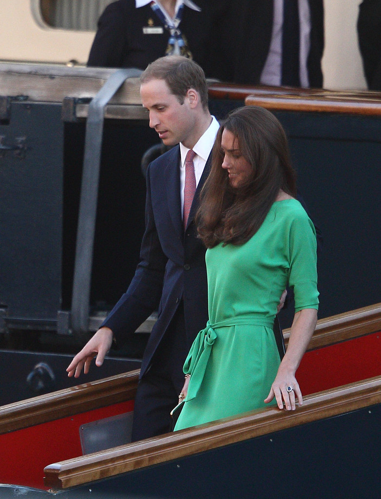 Prince William and Kate Middleton attended cocktails ahead of Zara Phillips and Mike Tindall's July 2011 wedding on the Royal Yacht Britannia in Edinburgh.
Prince William and Kate Middleton attended cocktails ahead of Zara Phillips and Mike Tindall's July 2011 wedding on the Royal Yacht Britannia in Edinburgh.