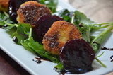 Roasted Beets and Crispy Goat Cheese with Honey Balsamic Glaze