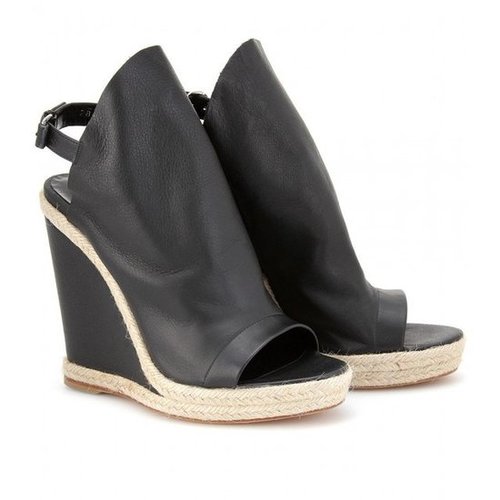 mytheresa.com - Balenciaga - GLOVE ESPADRILLE DETAILED LEATHER WEDGES - Luxury Fashion for Women / Designer clothing, shoes, bag