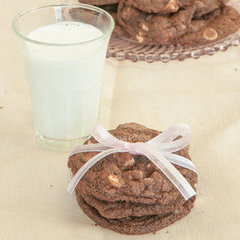 Triple Chocolate Chunk Macadamia Cookies
