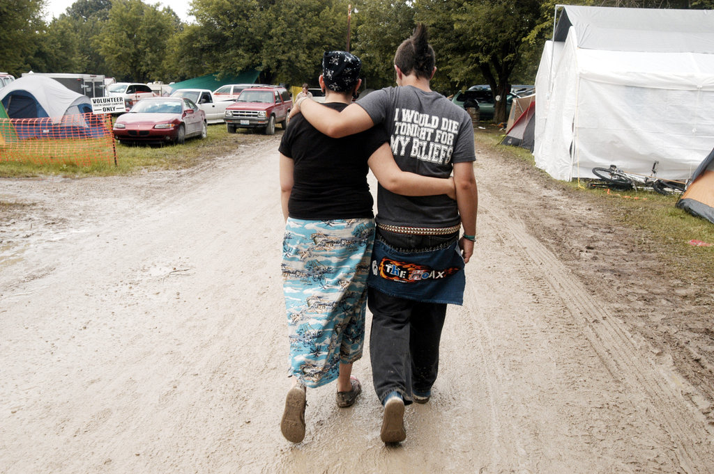 A couple walked together at Christian music festival Cornerstone Festival in Bushnell, IL.
A couple walked together at Christian music festival Cornerstone Festival in Bushnell, IL.