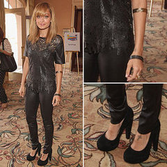 Nicole Richie Leather Top at NBC Press Event