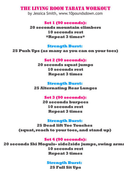 Reader JessicaSmithTV has an easy tabata workout for you no need to even 