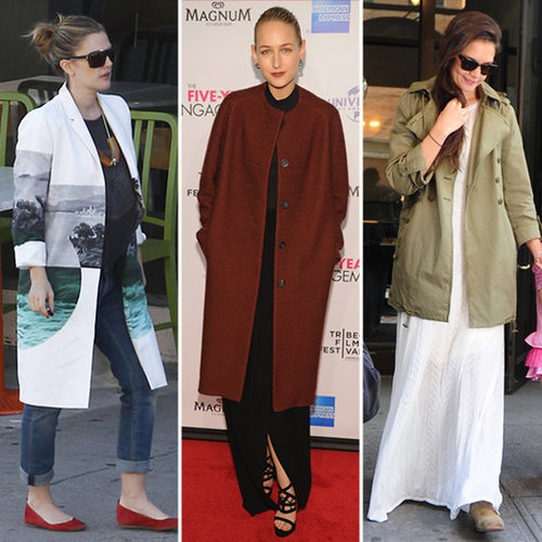 Drew Barrymore White Printed Coat