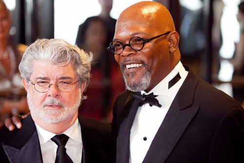 Samuel L. Jackson and George Lucas Samuel L. Jackson and George Lucas