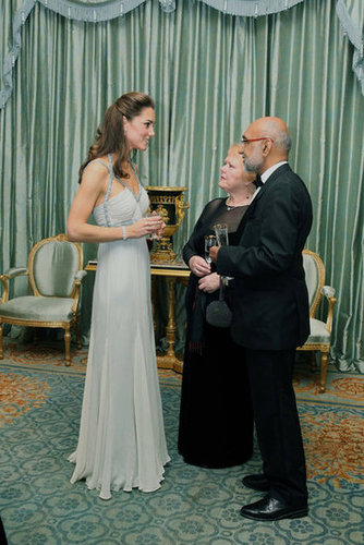 For her first solo appearance in October 2011, Kate donned a Grecian-inspired Amanda Wakeley gown.
For her first solo appearance in October 2011, Kate donned a Grecian-inspired Amanda Wakeley gown.
