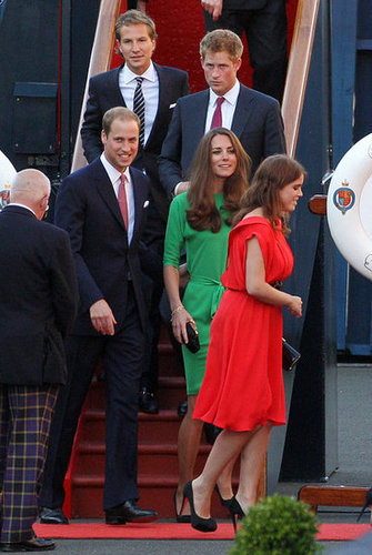 The royal pair partied with Zara Phillips and Mike Tindall — him in a slick suit and her in a green DVF dress.
The royal pair partied with Zara Phillips and Mike Tindall — him in a slick suit and her in a green DVF dress.