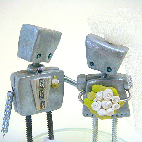 Robot Wedding Cake Toppers