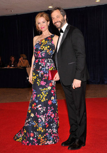 Judd Apatow and wife Leslie Mann posed together on the red carpet.
Judd Apatow and wife Leslie Mann posed together on the red carpet.