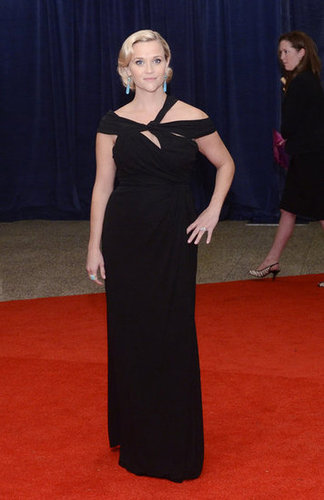 Reese Witherspoon posed in her black gown on the red carpet.
Reese Witherspoon posed in her black gown on the red carpet.