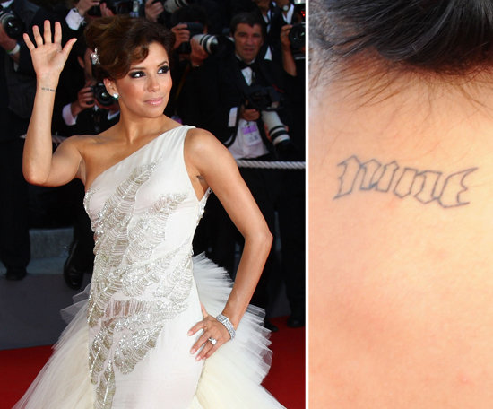 Eva Longoria celebrated her marriage to Tony Parker by getting his basketball jersey number, nine, tattooed on the back of her neck in 2008.
Eva Longoria celebrated her marriage to Tony Parker by getting his basketball jersey number, nine, tattooed on the back of her neck in 2008.