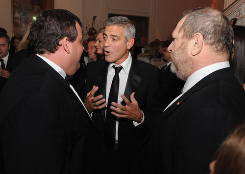 George Clooney got animated while telling a story.
George Clooney got animated while telling a story.