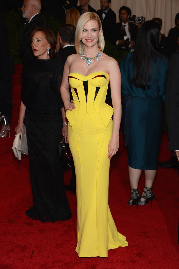 January Jones Rocks Bright Yellow to the Met Ball January Jones Rocks Bright Yellow to the Met Ball
