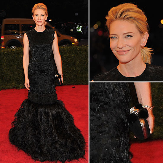 Pictures of Cate Blanchett in Feathered Alexander McQueen on the Red Carpet at the 2012 Met Costume Institue Gala
