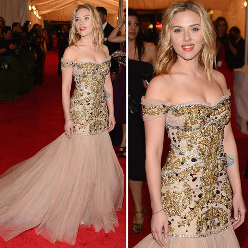 Pictures of Scarlett Johansson in Dolce & Gabbana Gown on the Red Carpet at the 2012 Met Costume Institue Gala