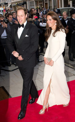 The gorgeous couple made their way down the red carpet — we love the daring thigh-high slit on Kate's white Roland Mouret gown.
The gorgeous couple made their way down the red carpet — we love the daring thigh-high slit on Kate's white Roland Mouret gown.