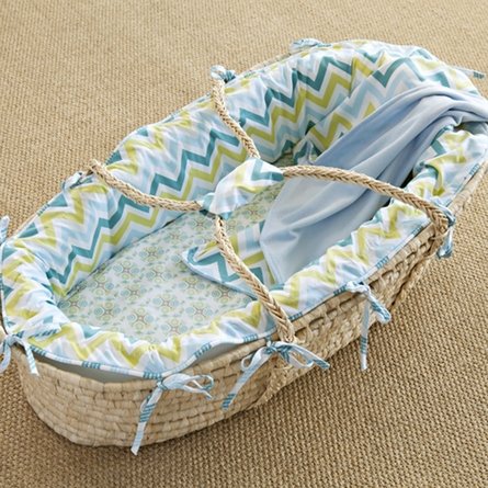 Little House Chevron Teal Moses Basket ($200) Little House Chevron Teal Moses Basket ($200)