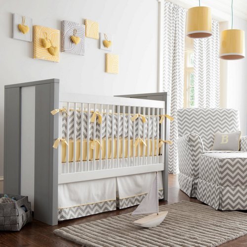 Carousel Designs Gray and Yellow Zig Zag Crib Bedding ($24-134) Carousel Designs Gray and Yellow Zig Zag Crib Bedding ($24-134)