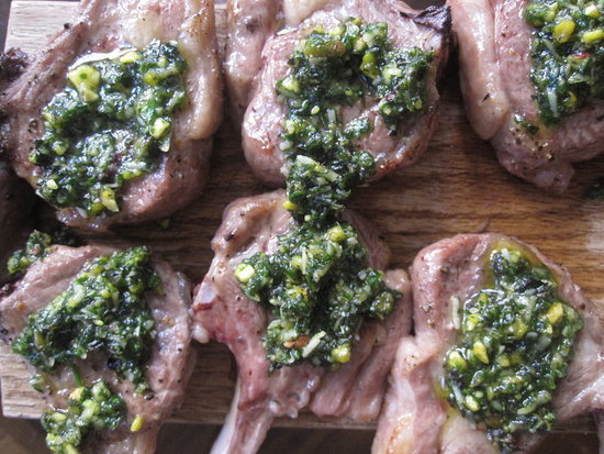 Lamb Chops With Mint-Pistachio Pesto