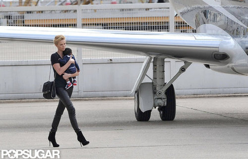 Charlize Theron held on tight to Jackson.
Charlize Theron held on tight to Jackson.