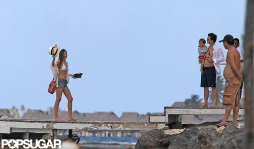 Miranda Kerr gave a wave with her hat while husband Orlando Bloom and baby Flynn looked on in Bora Bora.
Miranda Kerr gave a wave with her hat while husband Orlando Bloom and baby Flynn looked on in Bora Bora.