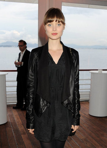 A close-up of Bella Heathcote's drape-front leather jacket at the IWC Filmmakers dinner.
A close-up of Bella Heathcote's drape-front leather jacket at the IWC Filmmakers dinner.