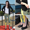 Pictures of Kristen Stewart in Balenciaga Printed Pants at the On The Road Photocall at the 2012 Cannes Film Festival