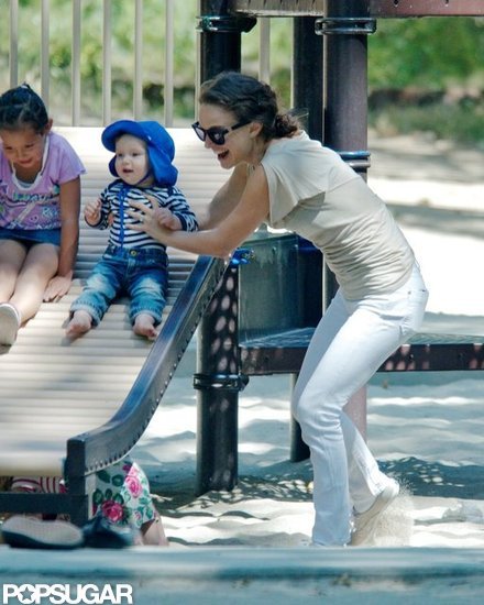 Natalie Portman and Aleph Hit the Slides During a Smiley Park Day Natalie Portman and Aleph Hit the Slides During a Smiley Park Day