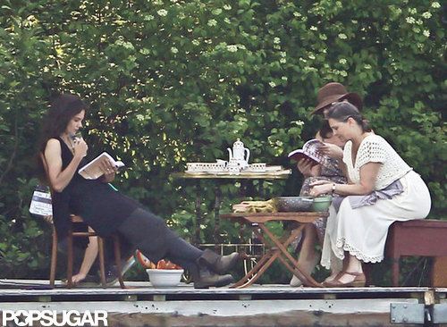 Katie Holmes and two fellow actors shot a scene together in Connecticut.
Katie Holmes and two fellow actors shot a scene together in Connecticut.