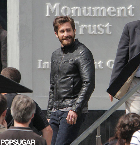 Jake Gyllenhaal smiled while wearing a leather jacket in Toronto.
Jake Gyllenhaal smiled while wearing a leather jacket in Toronto.
